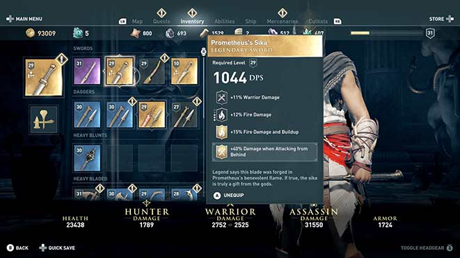 Assassin's Creed Odyssey инвентарь: как получить легендарную броню и лучшее оружие.