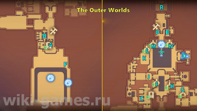 Карта локации «Первопроходец» в The Outer Worlds