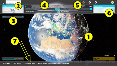 Карта мира: основная информация в Microsoft Flight Simulator.